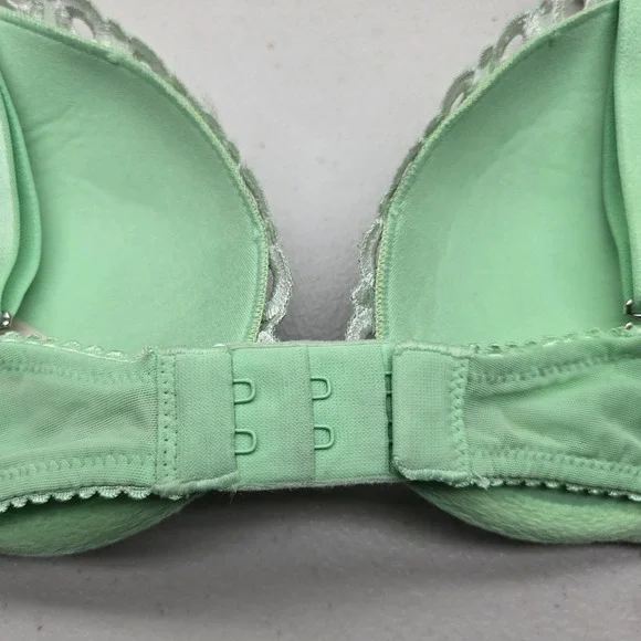 Victoria's Secret Women Bra 32B Green Floral Push Up Pigeonnant Underwired Lace - Picture 4 of 15